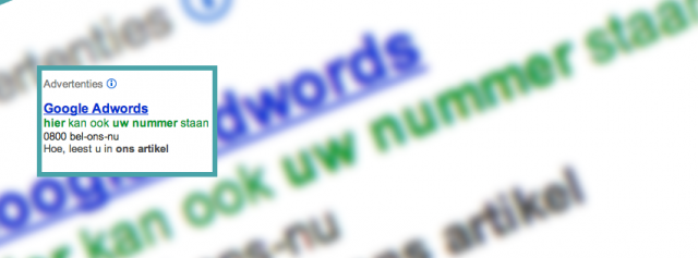 Ihre Servicenummer in einer Google AdWords-Anzeige
